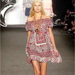 ANNA SUI Spring Summer 2007 Runway Poppy Fields Dress Silk Cotton Anthropologie